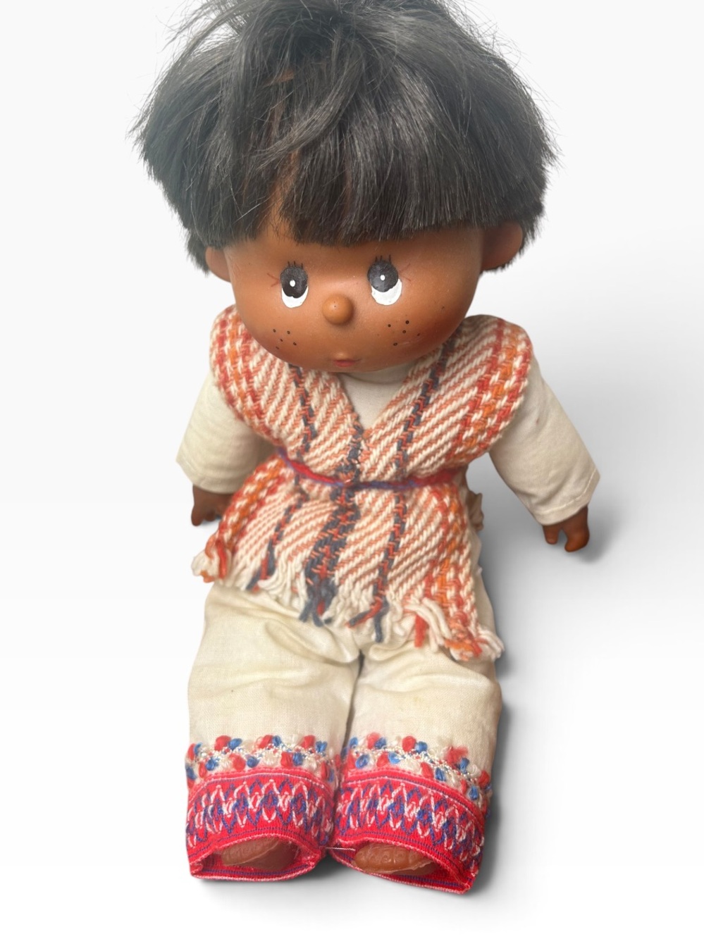 Vintage 11” Folk Costume Doll Hand-Painted Face